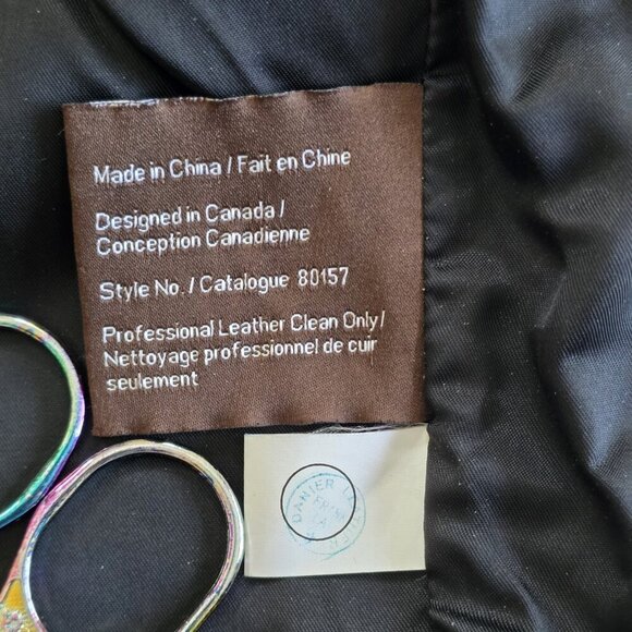 Danier Leather Jacket Men M Gray Biker Zip Striped LS Pockets Textured Rigid VTG - Picture 14 of 16